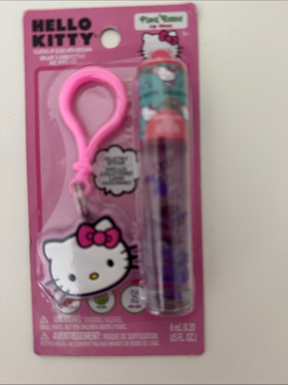 Hello Kitty Pink Silicone Keychain with Matching Lip Balm